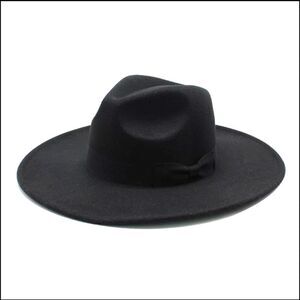 Black Big Wide Brim Fedora Hat